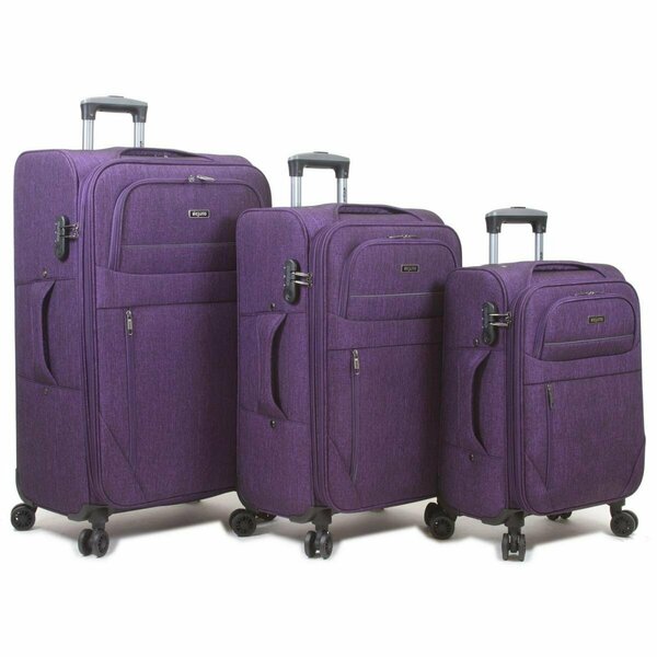 Qualitry Luggage Aurora Lightweight Denim Spinner Luggage Set, Purple - 3 Piece QU3487729